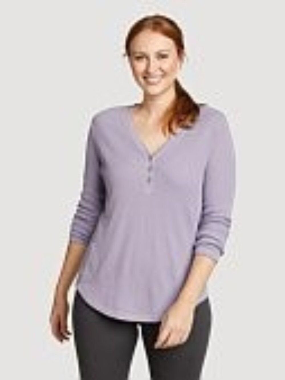 Eddie Bauer Medium TALL Thermal-Jersey Mix Henley - Lavendar